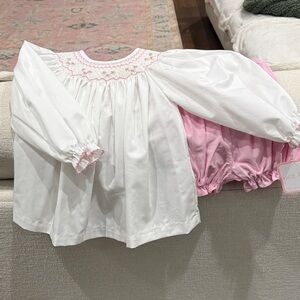 Petit Bebe Girls Smocked Bishop Bloomer Set